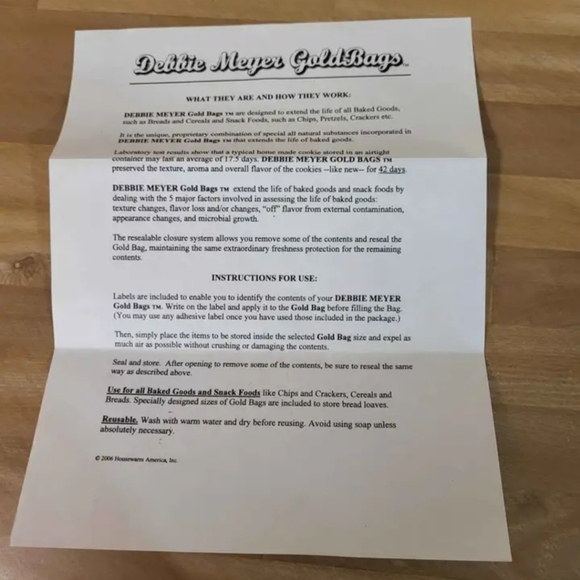 4/$30 Food Storage Bags Baked Goods Snacks Debbie Meyer Gold Bags - Picture 7 of 7